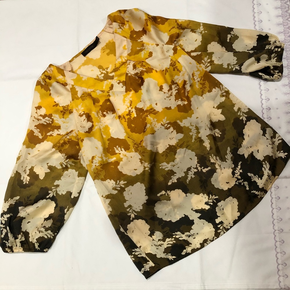 The Limited Satin V-Neck Floral Print Blouse